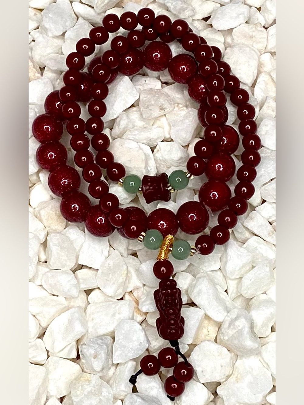 Red Beaded chocker and Bracelet Set - Picture 2 of 3